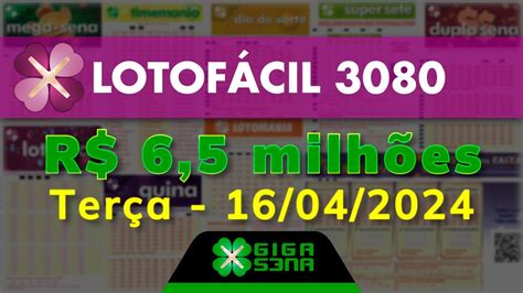 lotofácil 3080 giga sena - Resultado da Lotofácil 3080 (16/04/2024) 